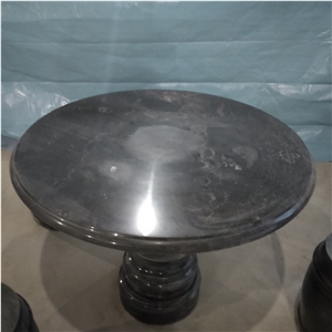 Black Polished Marble Bench Park Table Garden