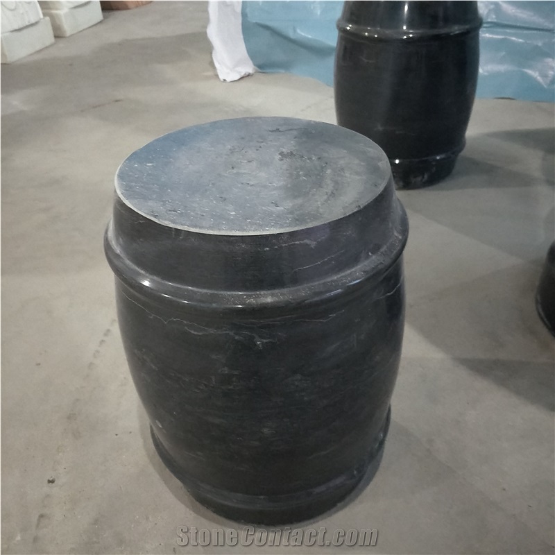 Black Polished Marble Bench Park Table Garden