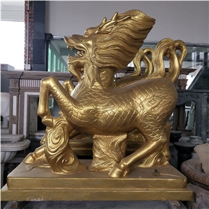 Carved Brown Copper Lion Statues Animal Sculptures