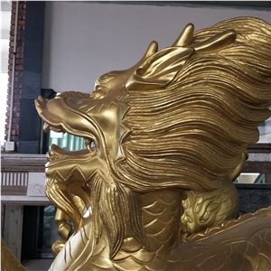 Carved Brown Copper Lion Statues Animal Sculptures