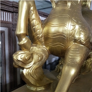 Carved Brown Copper Lion Statues Animal Sculptures