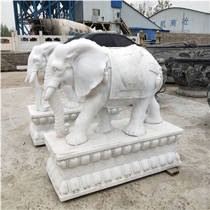 Carved Marble Animal Elephant Statues Sculptures