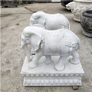 Carved Marble Animal Elephant Statues Sculptures