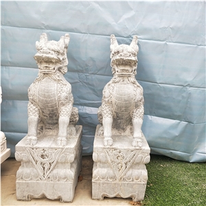 Grey Marble Animal Sculptures, Carved Statues
