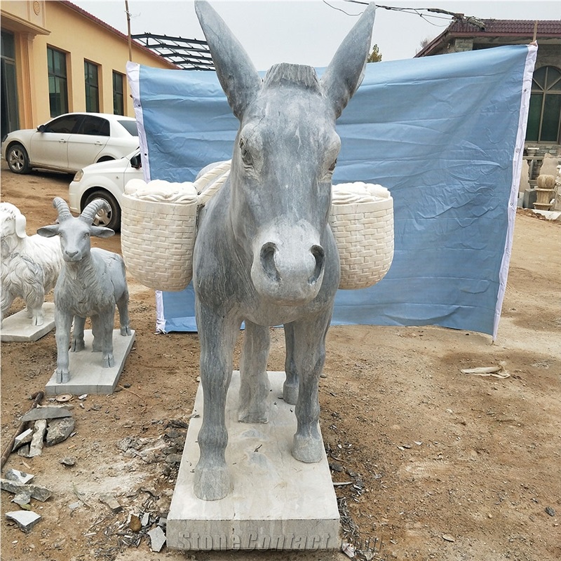 Grey Marble Donkey Statues Animal Sculptures