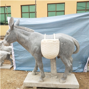 Grey Marble Donkey Statues Animal Sculptures