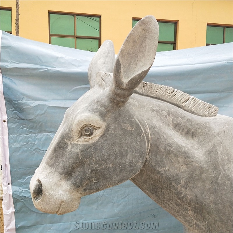 Grey Marble Donkey Statues Animal Sculptures