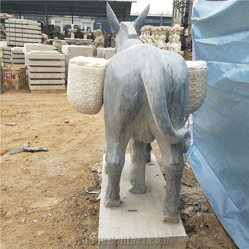Grey Marble Donkey Statues Animal Sculptures