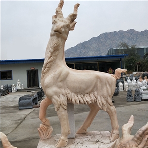 Hand Carved Marble Animal Deer Statues Sculptures