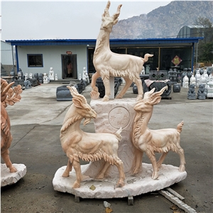 Hand Carved Marble Animal Deer Statues Sculptures