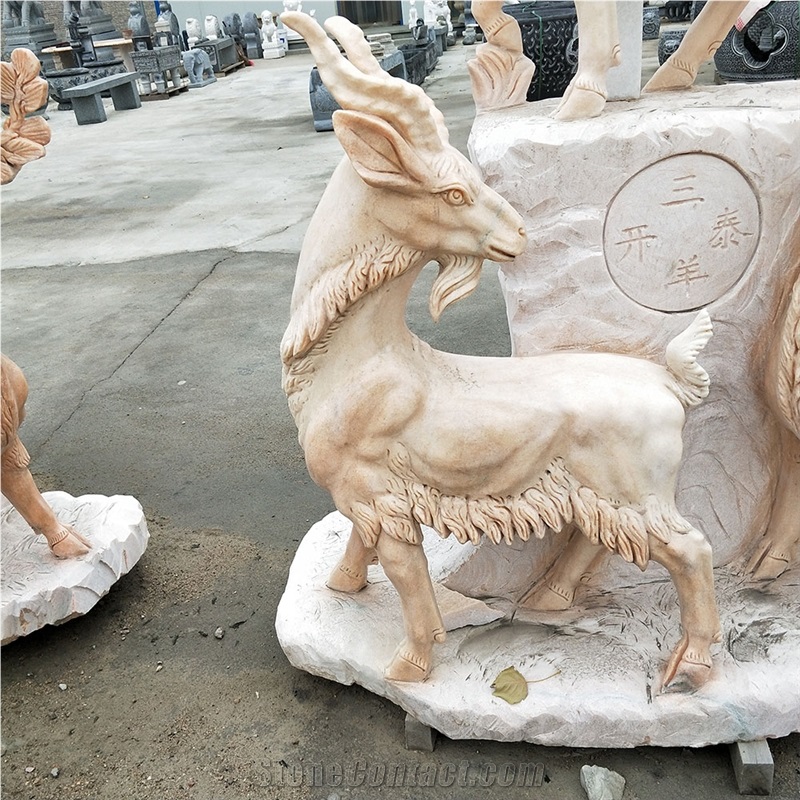 Hand Carved Marble Animal Deer Statues Sculptures