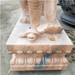Hand Carved Orange Marble Abstract Elephant Statue