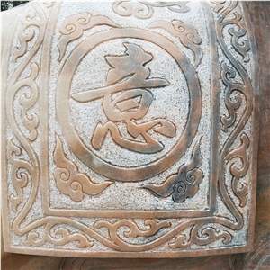 Hand Carved Orange Marble Abstract Elephant Statue
