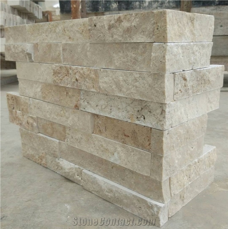 Travertine Ledge Stone Corner, Stacked Panels