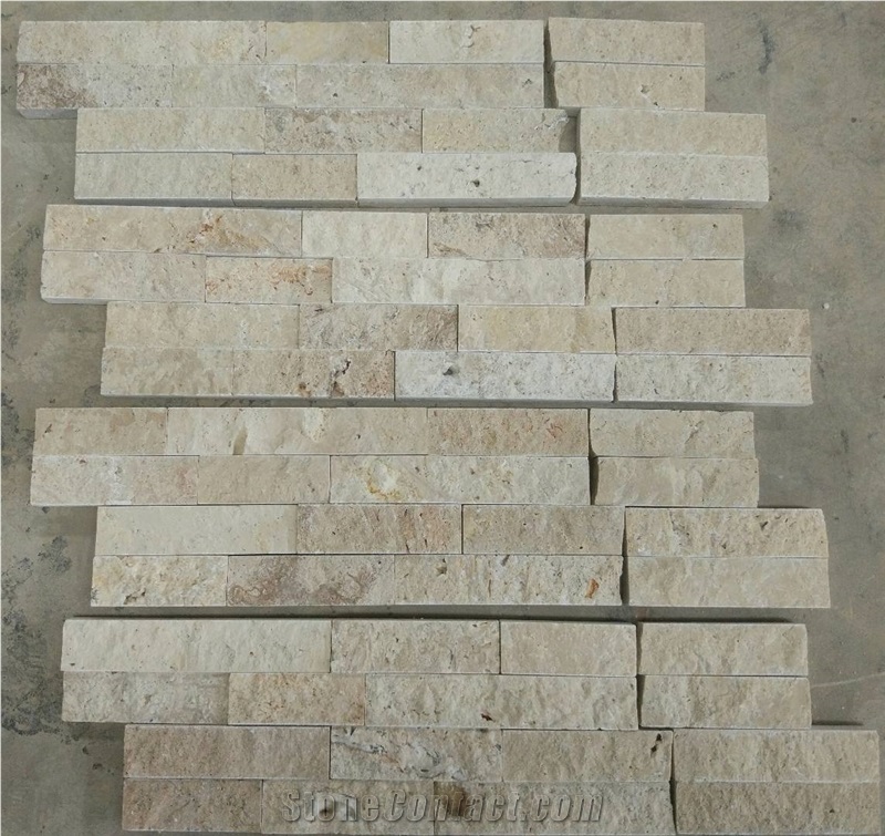 Travertine Ledge Stone Corner, Stacked Panels