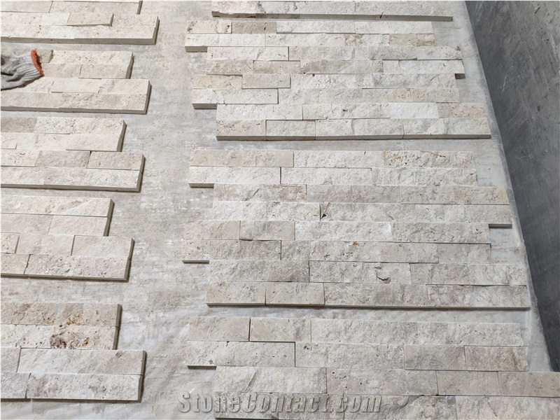 Travertine Ledge Stone Corner, Stacked Panels
