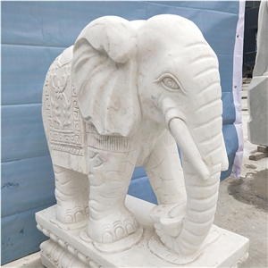 White Elephant Hand Carved Statues, Sculptures