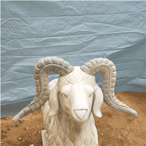 White Marble Carved Animal Goat Statues Sculptures
