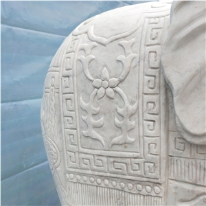 White Marble Elephant Statues Animal Sculptures