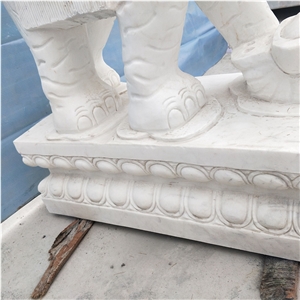 White Marble Elephant Statues Animal Sculptures
