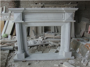 White Marble Fireplace Surround Modern Style
