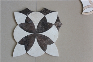 Dark Emperador Crema Marfil Waterjet Marble Mosaic