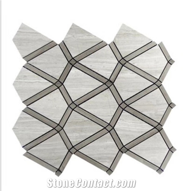 Light Wooden Athens Gray Marble Mosaic