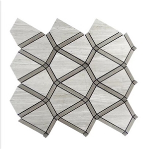 Light Wooden Athens Gray Marble Mosaic