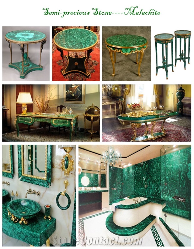Custom Design Precious Stone Malachite Table