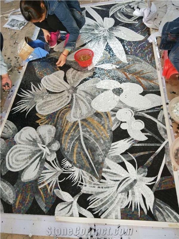 High End Hotel Art Glass Mosaic Wall Tiles Design