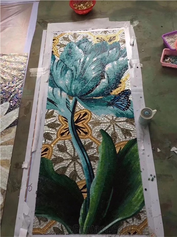 High End Hotel Art Glass Mosaic Wall Tiles Design