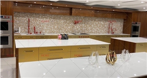 Kitchen Backsplash White Crystal Precious Slab