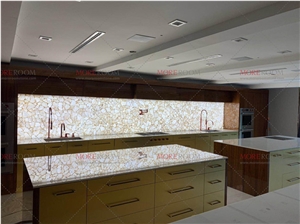 Kitchen Backsplash White Crystal Precious Slab