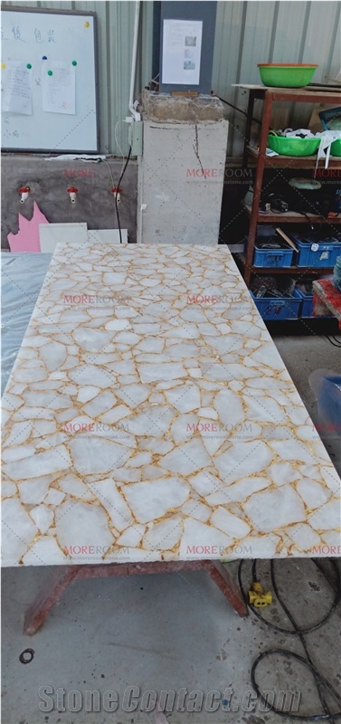 Kitchen Backsplash White Crystal Precious Slab