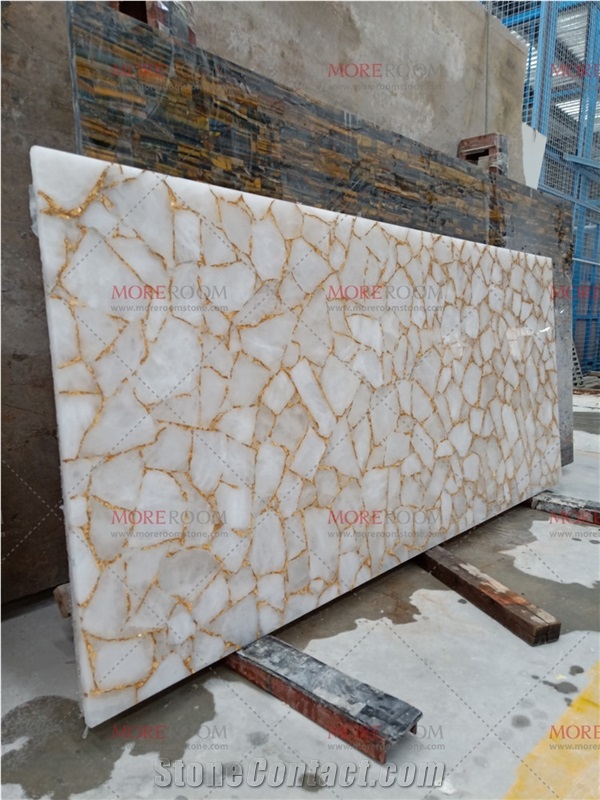 Kitchen Backsplash White Crystal Precious Slab