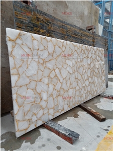 Kitchen Backsplash White Crystal Precious Slab