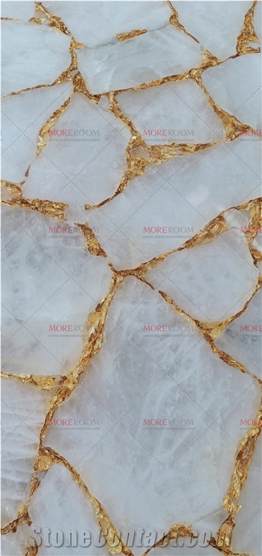 Kitchen Backsplash White Crystal Precious Slab