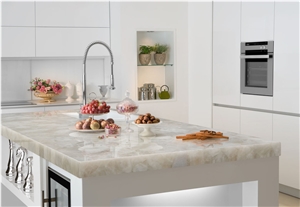 Kitchen Backsplash White Crystal Precious Slab