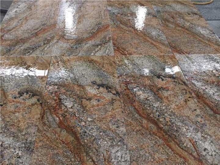 China Diamond Golden Granite Polished Slabs Tiles