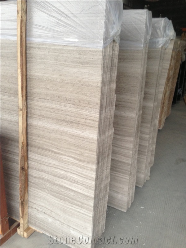 White Sandal Wood Vein Marble Slabs Tiles Floor