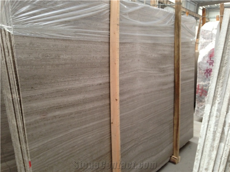 White Sandal Wood Vein Marble Slabs Tiles Floor