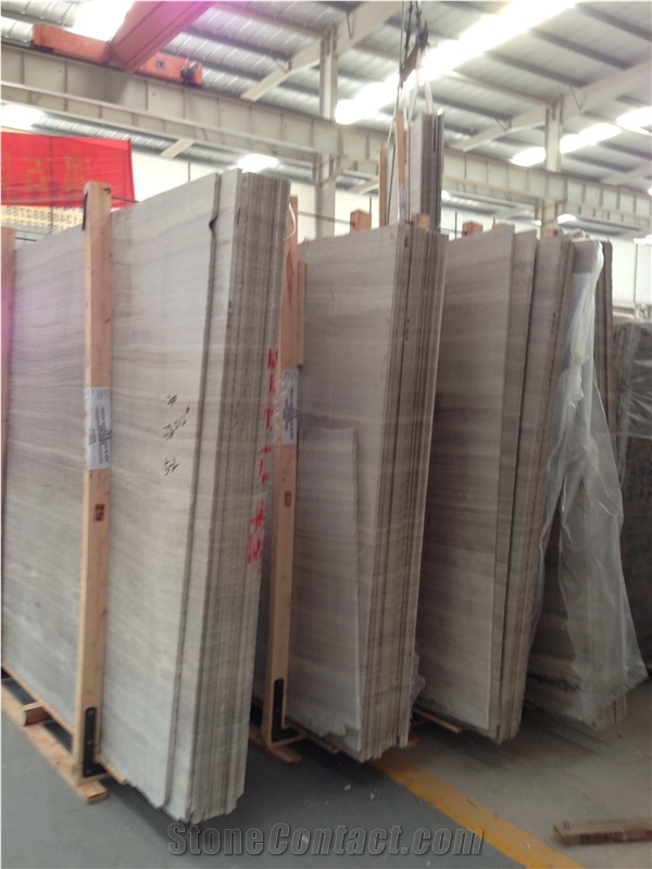 White Sandal Wood Vein Marble Slabs Tiles Floor