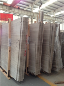 White Sandal Wood Vein Marble Slabs Tiles Floor