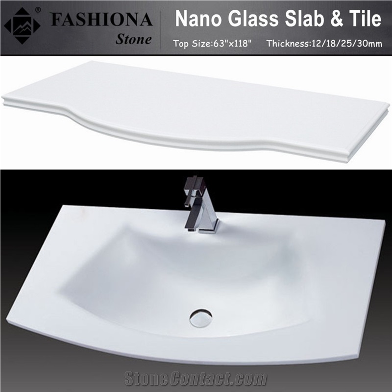 White Nano Glass Bath Top with Washbasins