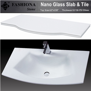 White Nano Glass Bath Top with Washbasins
