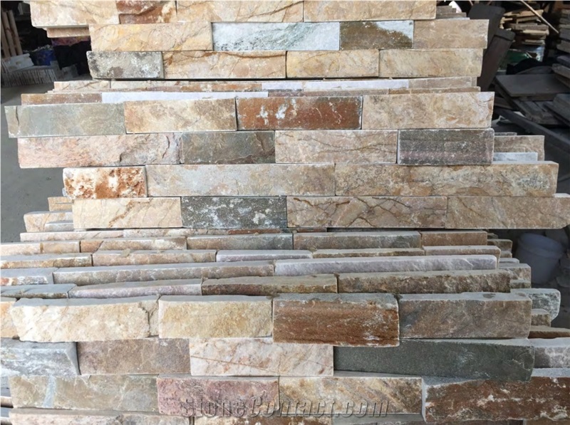 Golden White Ledgestone Culture Stone Slate Wall