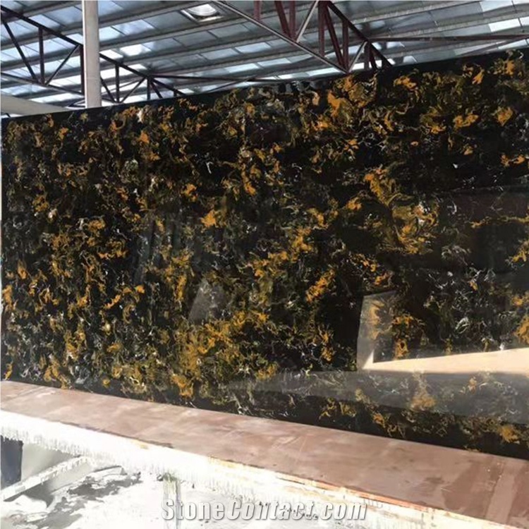 Black Polished Translucent Faux Alabaster Onyx Slabs