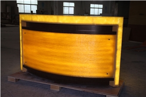Decorated Translucent Alabaster Club Bar Counter