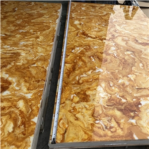Gold Stripes Alabaster Sheets for Furniture Decors