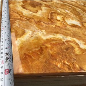 Gold Stripes Alabaster Sheets for Furniture Decors